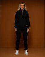 Jet Black Half Zipper Set