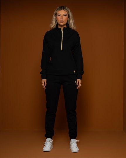 Jet Black Half Zipper Set