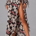 Black red maxi skirt
