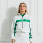 White-Green Powerline Zipper Sweatshirt