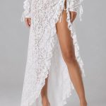 White sand lace maxi  skirt