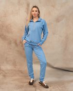 Sky blue slim track pants