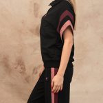 Noir stripe sweatshirt with short sleeve