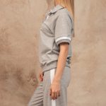 Grey white sweatshit with short sleeve