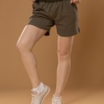 OLIVE RIBBED SHORTS