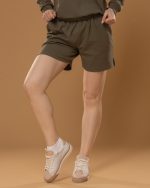OLIVE RIBBED SHORTS