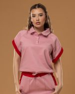 PINK GRACE SWEATSHIRT WITH SHORT SLEEVES